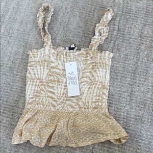 Patrons of Peace Cream Smocked Peplum Camisole